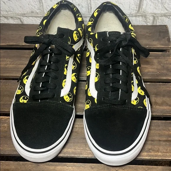 Vans Old Skool Daze Later Sappy Face Black and Yellow Ying Yang Sneakers - Picture 2 of 12